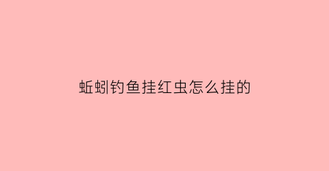蚯蚓钓鱼挂红虫怎么挂的(挂红虫蚯蚓的调漂方法)