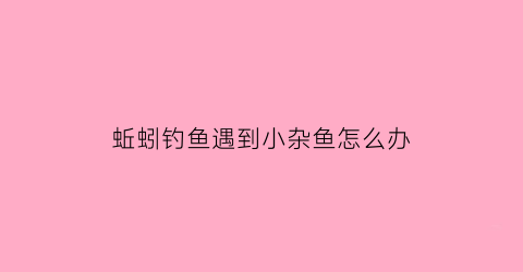 “蚯蚓钓鱼遇到小杂鱼怎么办(用蚯蚓小杂鱼闹窝怎么钓鲫鱼)