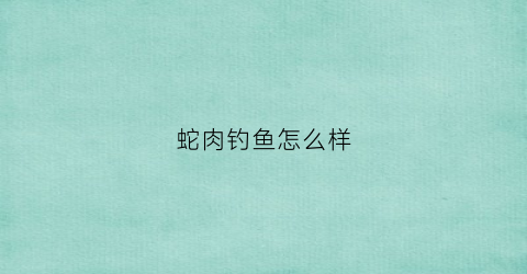 蛇肉钓鱼怎么样(蛇肉能钓鱼吗)