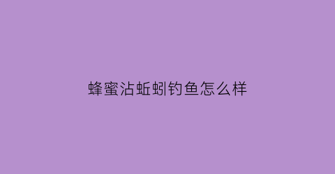 蜂蜜沾蚯蚓钓鱼怎么样