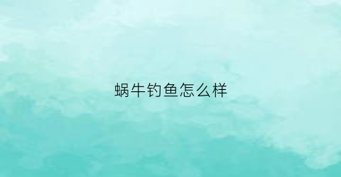 “蜗牛钓鱼怎么样(蜗牛可以钓鲫鱼吗)