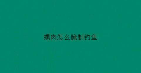 螺肉怎么腌制钓鱼
