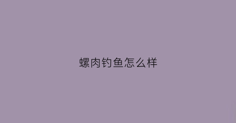 螺肉钓鱼怎么样