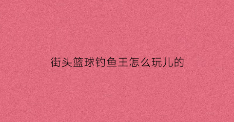 街头篮球钓鱼王怎么玩儿的(街头篮球手游鲨鱼)