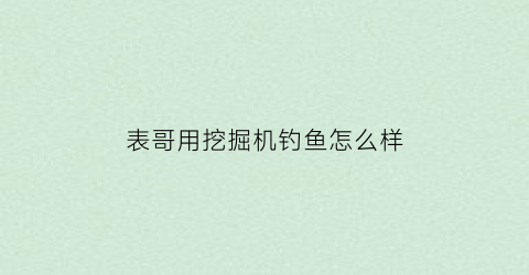 表哥用挖掘机钓鱼怎么样(表哥用挖掘机钓鱼怎么样视频)