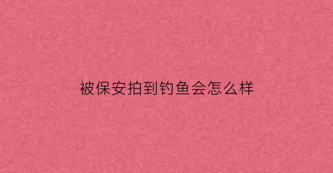 “被保安拍到钓鱼会怎么样(被保安拦住发生争执如何处理)