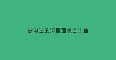 被电过的河里面怎么钓鱼(被电过的河里还有鱼吗)