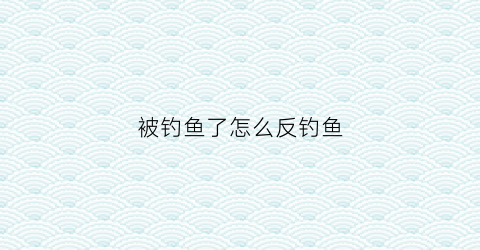 被钓鱼了怎么反钓鱼(钓鱼被反钓是什么意思)
