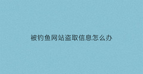被钓鱼网站盗取信息怎么办(被钓鱼网站的人威胁怎么办)