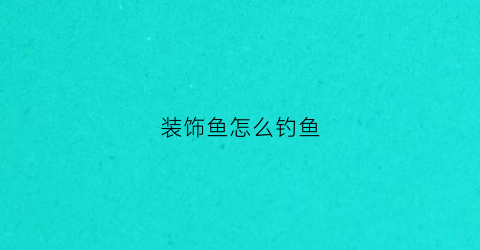 装饰鱼怎么钓鱼(装饰鱼怎样挂)