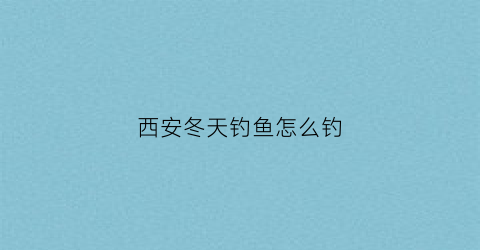西安冬天钓鱼怎么钓(冬季西安好去处)