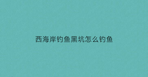 西海岸钓鱼黑坑怎么钓鱼(西海岸钓鱼黑坑怎么钓鱼视频)