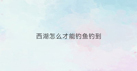 西湖怎么才能钓鱼钓到(在西湖钓鱼的要求)