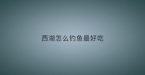 西湖怎么钓鱼最好吃(西湖野钓)