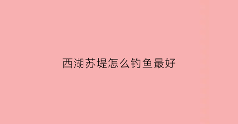 西湖苏堤怎么钓鱼最好(西湖边的苏堤)
