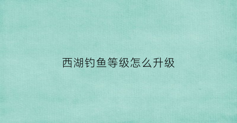 西湖钓鱼等级怎么升级(西湖边钓鱼人)