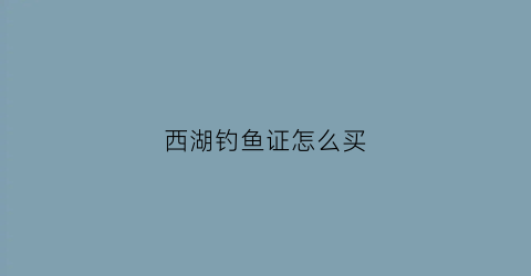 西湖钓鱼证怎么买(西湖钓鱼人)
