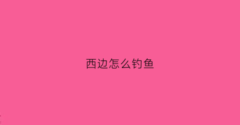 西边怎么钓鱼(西部钓鱼)