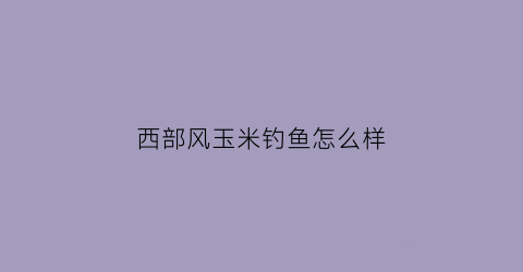 “西部风玉米钓鱼怎么样(西部风vb玉米粒钓鱼怎么样)