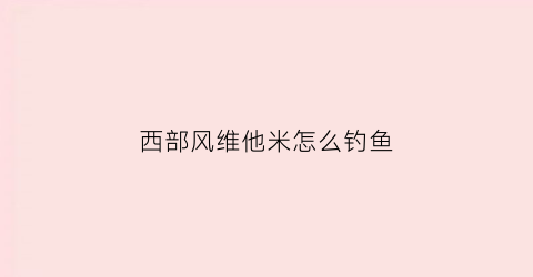 西部风维他米怎么钓鱼(西部风维他米怎么用)