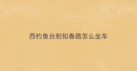 西钓鱼台到知春路怎么坐车(到西钓鱼台怎么走)