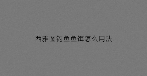 西雅图钓鱼鱼饵怎么用法(西雅图钓鱼鱼饵怎么用法图解)