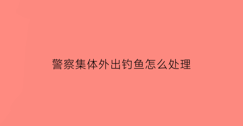 “警察集体外出钓鱼怎么处理(警察钓鱼怎么个套路)