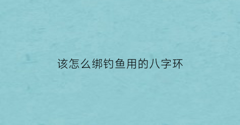 该怎么绑钓鱼用的八字环