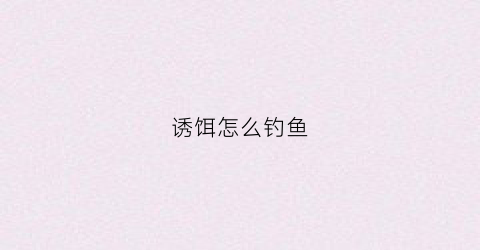诱饵怎么钓鱼(诱饵的方法)