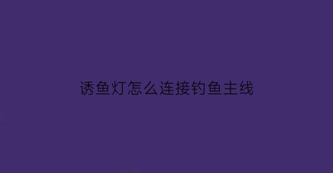 “诱鱼灯怎么连接钓鱼主线(诱鱼灯能诱到什么鱼)