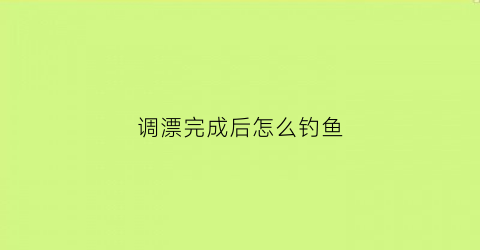 调漂完成后怎么钓鱼(调漂完成后可以一直用了吗)