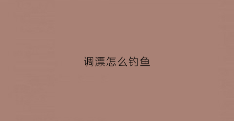 调漂怎么钓鱼(调四钓二怎么调漂)