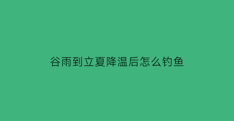 谷雨到立夏降温后怎么钓鱼(谷雨过后怎样钓鲤鱼)
