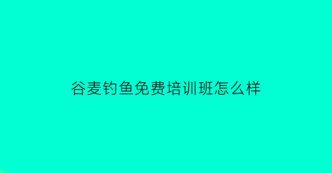 谷麦钓鱼免费培训班怎么样