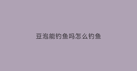 豆泡能钓鱼吗怎么钓鱼(豆泡可以做什么)