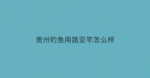 贵州钓鱼用路亚竿怎么样(贵州路亚)