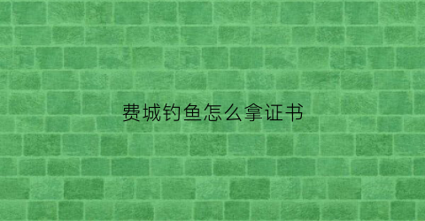 费城钓鱼怎么拿证书(费城钓鱼怎么拿证书的)