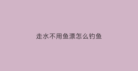 走水不用鱼漂怎么钓鱼(走水不用浮漂怎么钓鱼)