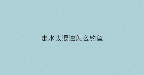 走水太混浊怎么钓鱼(走水太混浊怎么钓鱼好)