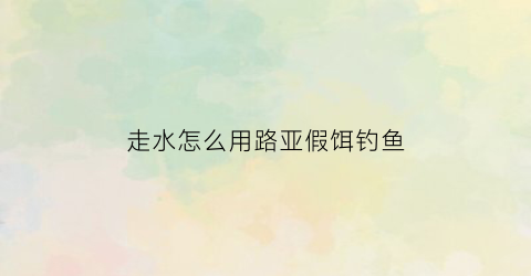走水怎么用路亚假饵钓鱼(走水用什么饵料钓鱼)