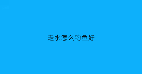 走水怎么钓鱼好(走水该怎么钓鱼)
