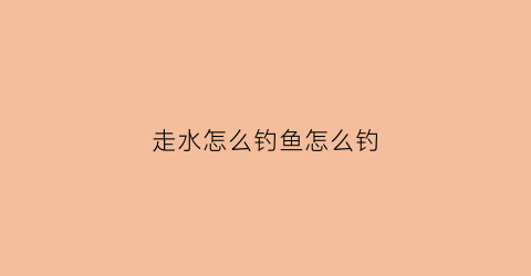 走水怎么钓鱼怎么钓(走水怎么钓法)