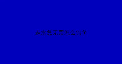 走水急无票怎么钓鱼(走水的情况下怎么钓鱼)