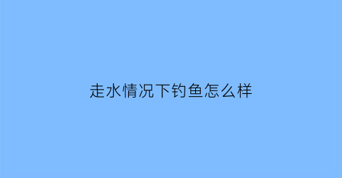 走水情况下钓鱼怎么样(走水钓鱼怎么办)