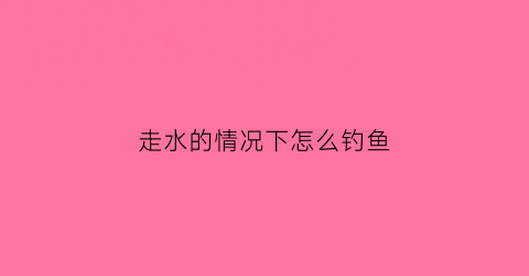 走水的情况下怎么钓鱼(走水如何钓鱼鱼才上钩)