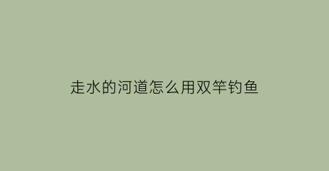 走水的河道怎么用双竿钓鱼(走水的河道用什么饵料)