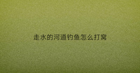 “走水的河道钓鱼怎么打窝(河道走水钓什么位置好)