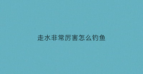 走水非常厉害怎么钓鱼(走水很厉害怎么钓)