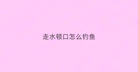 走水顿口怎么钓鱼(走水该怎么钓鱼)