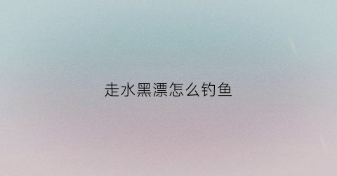 走水黑漂怎么钓鱼(走水黑漂怎么钓鱼视频)